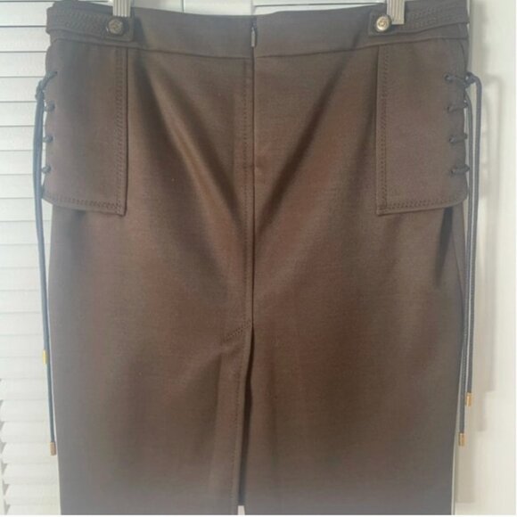Gucci Elsa Skirt by Frida Giannini Brown Wool Lace-Up Detail IT 44 NWT - Picture 6 of 9